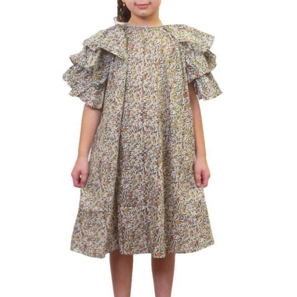 JNBY Print Ruffle Sleeves Kids Dress, Laura Ashley Style / Size 6-7
